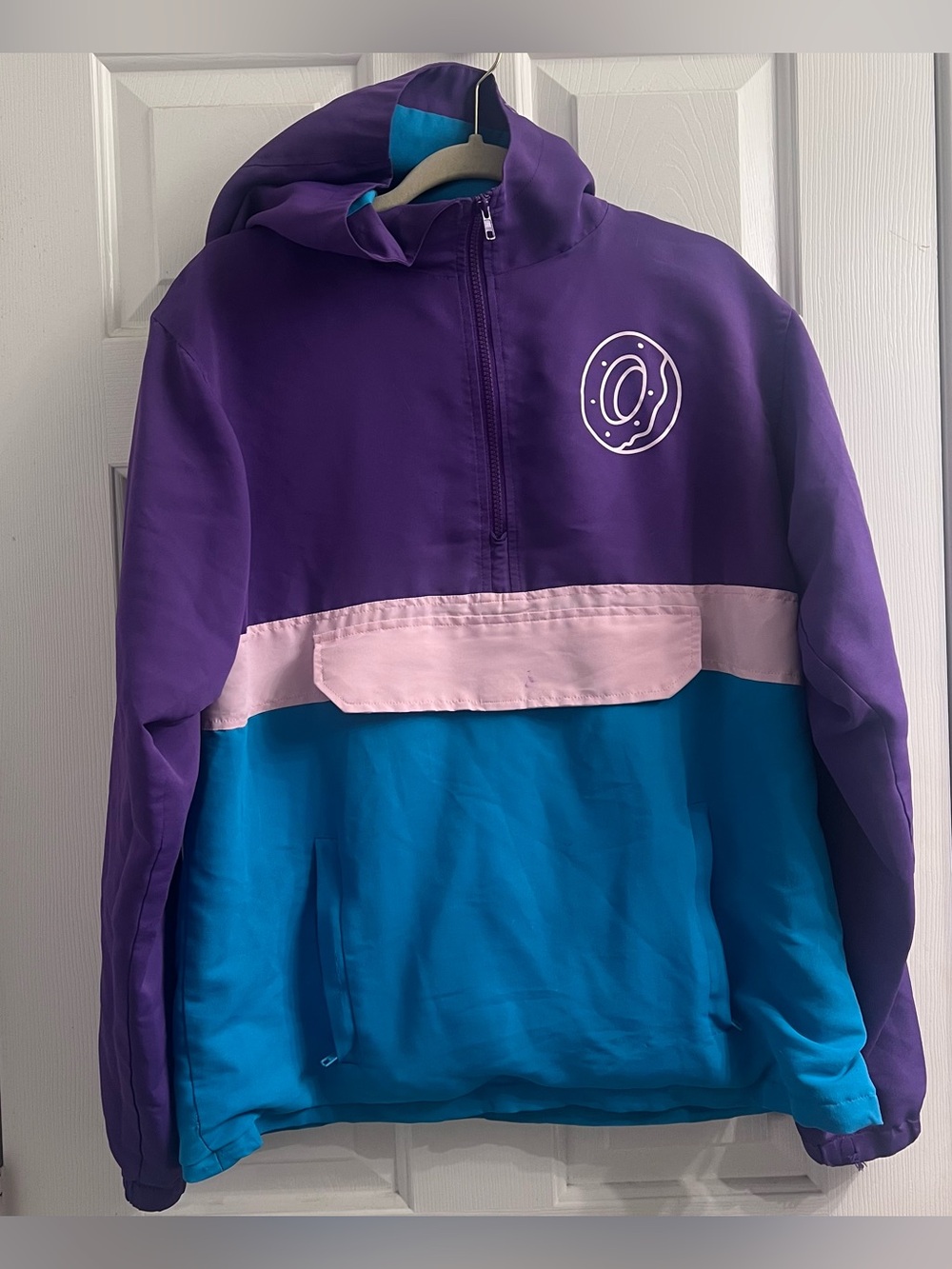 Color Block Half-zip Jacket Purple/Pink/Teal Windbreaker Odd Future Donut Logo M